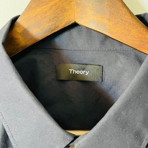 Theory Men's Murrary Linen Cotton Blend Woven Button Down Blue Shirt XXL - Picture 3 of 8